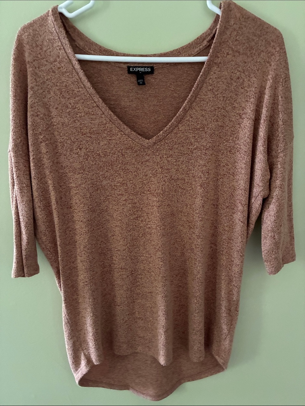 Express V-Neck Sweater in Dusty Rose